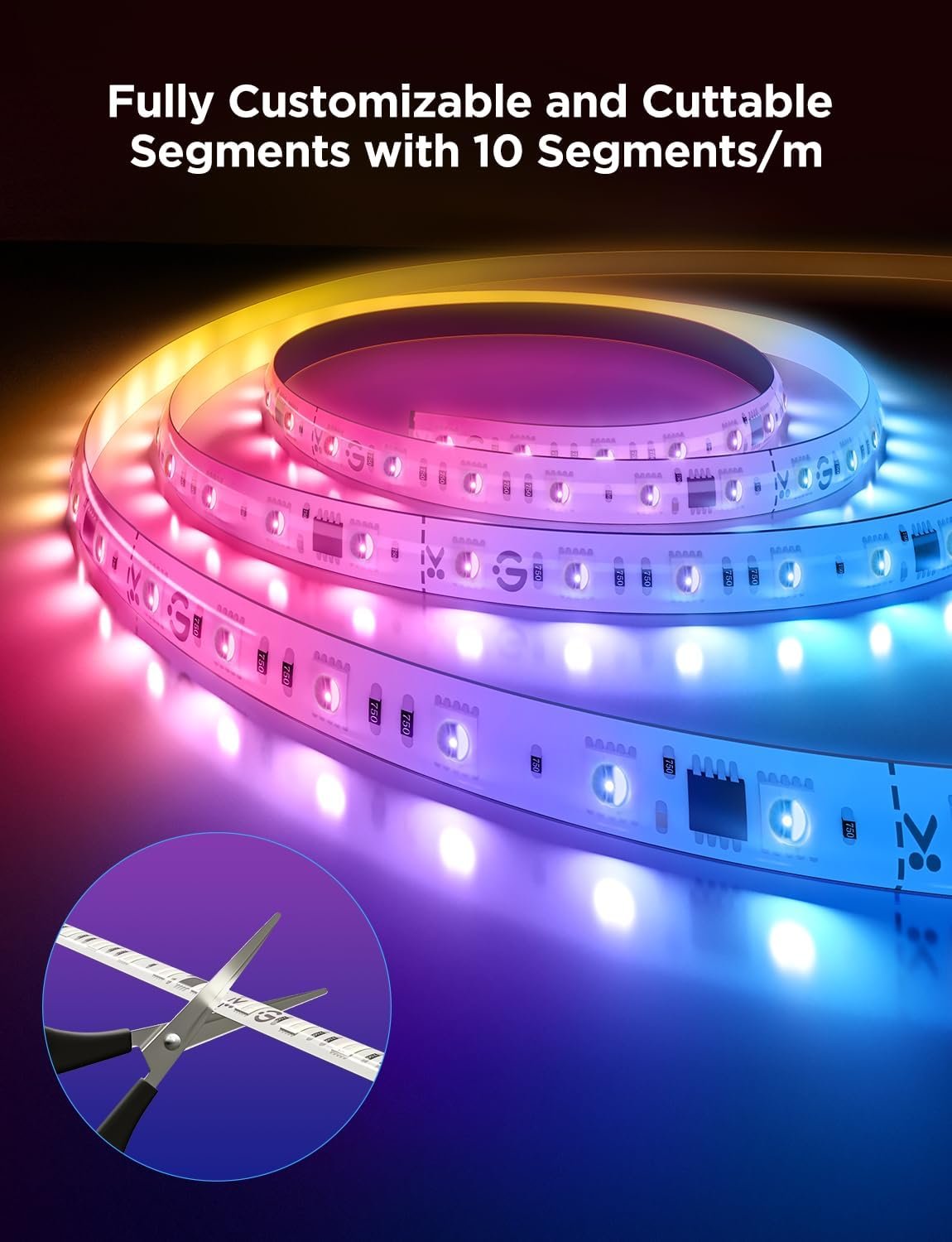 Govee 65.6ft RGBIC LED Strip Lights Bundle Strip Light 2 Pro, 16.4ft Smart LED Strip Lights Work with Alexa and Google Assistant, DIY Color Changing Light Strip - Image 6