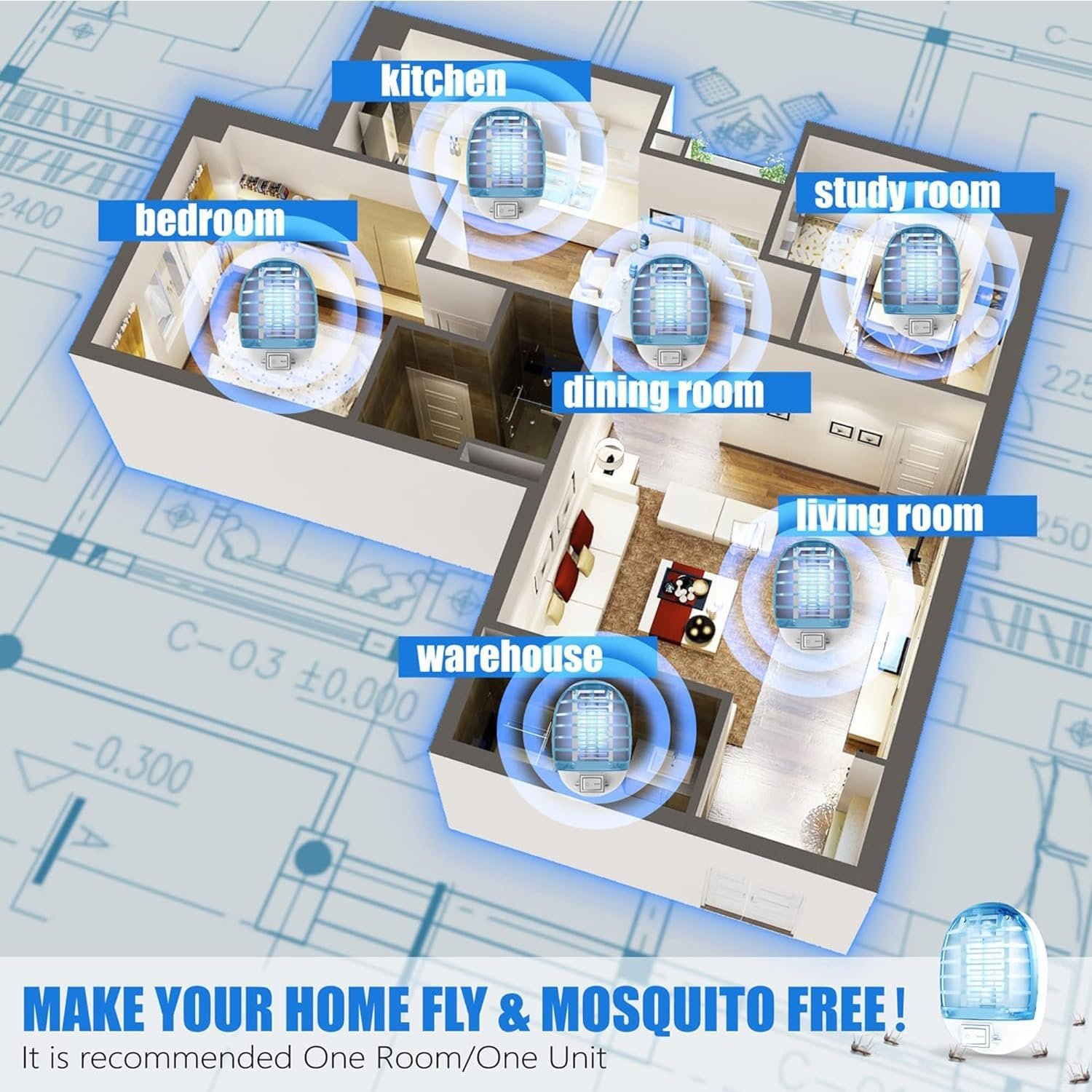 Electric Plug in Flying Insects Mosquito Killer with UV LED Light - Image 6