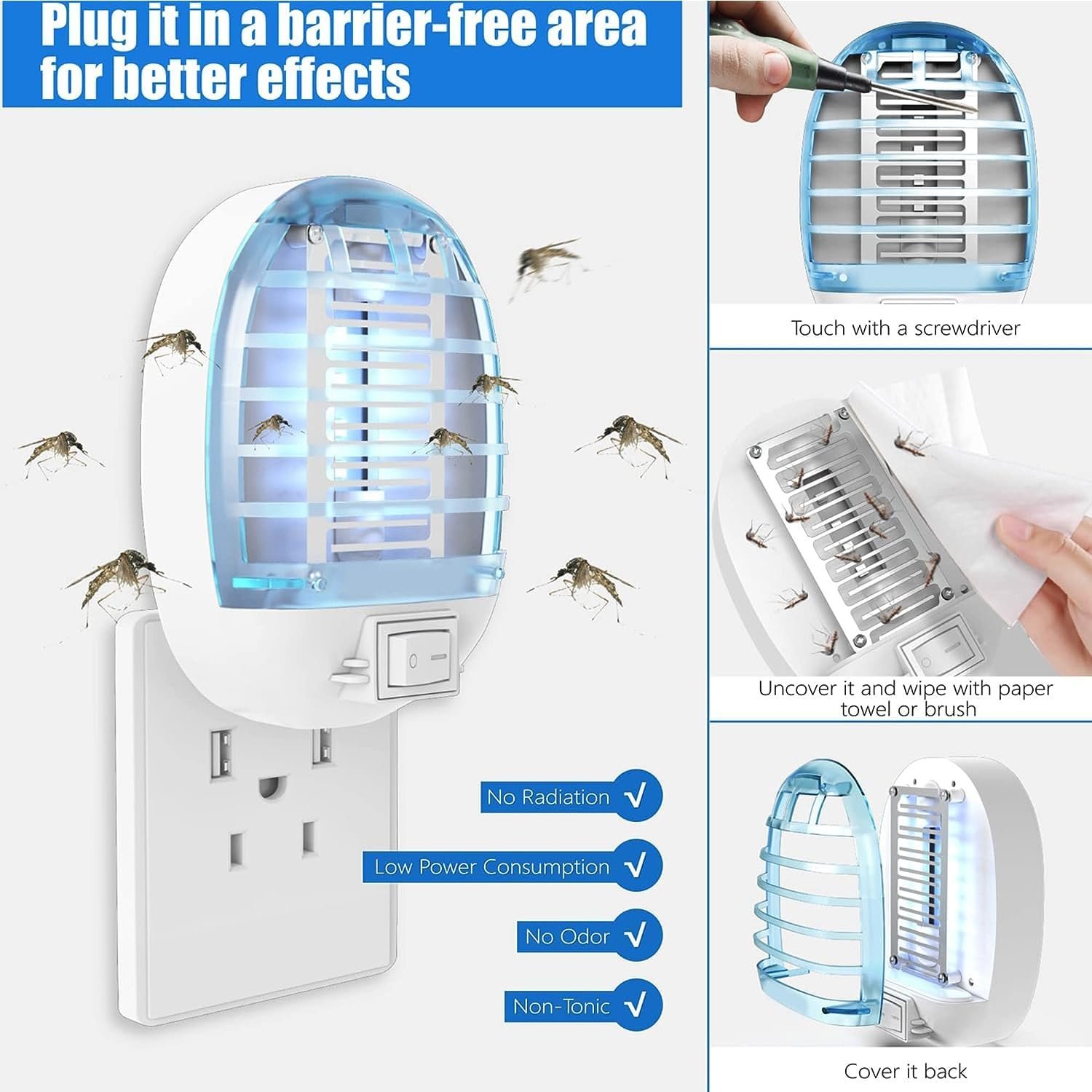 Electric Plug in Flying Insects Mosquito Killer with UV LED Light - Image 7