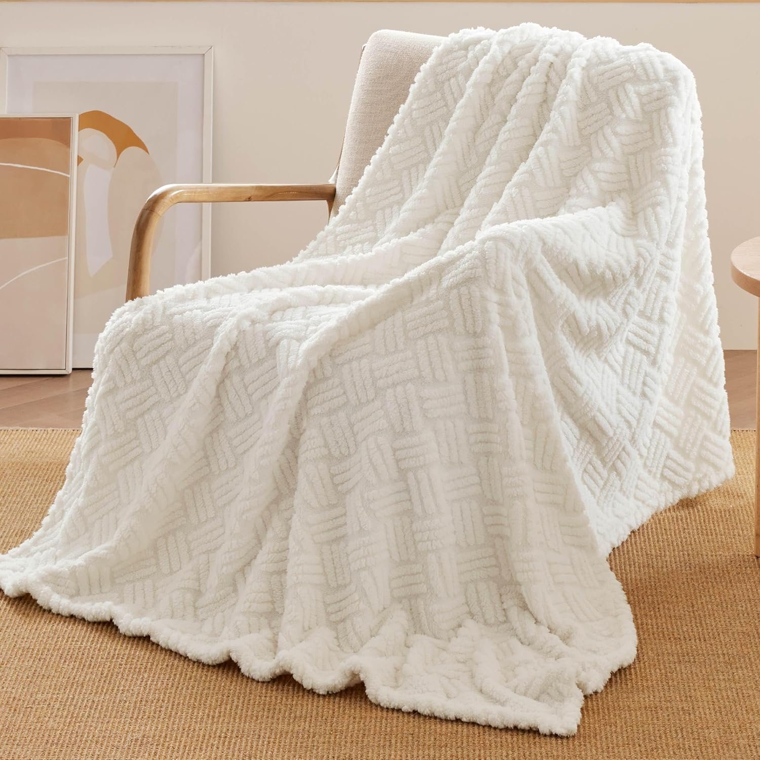 Bedsure Sugar Brown Fleece Blanket for Couch&White Throw Blanket for Couch,0x60 Inches - Image 6