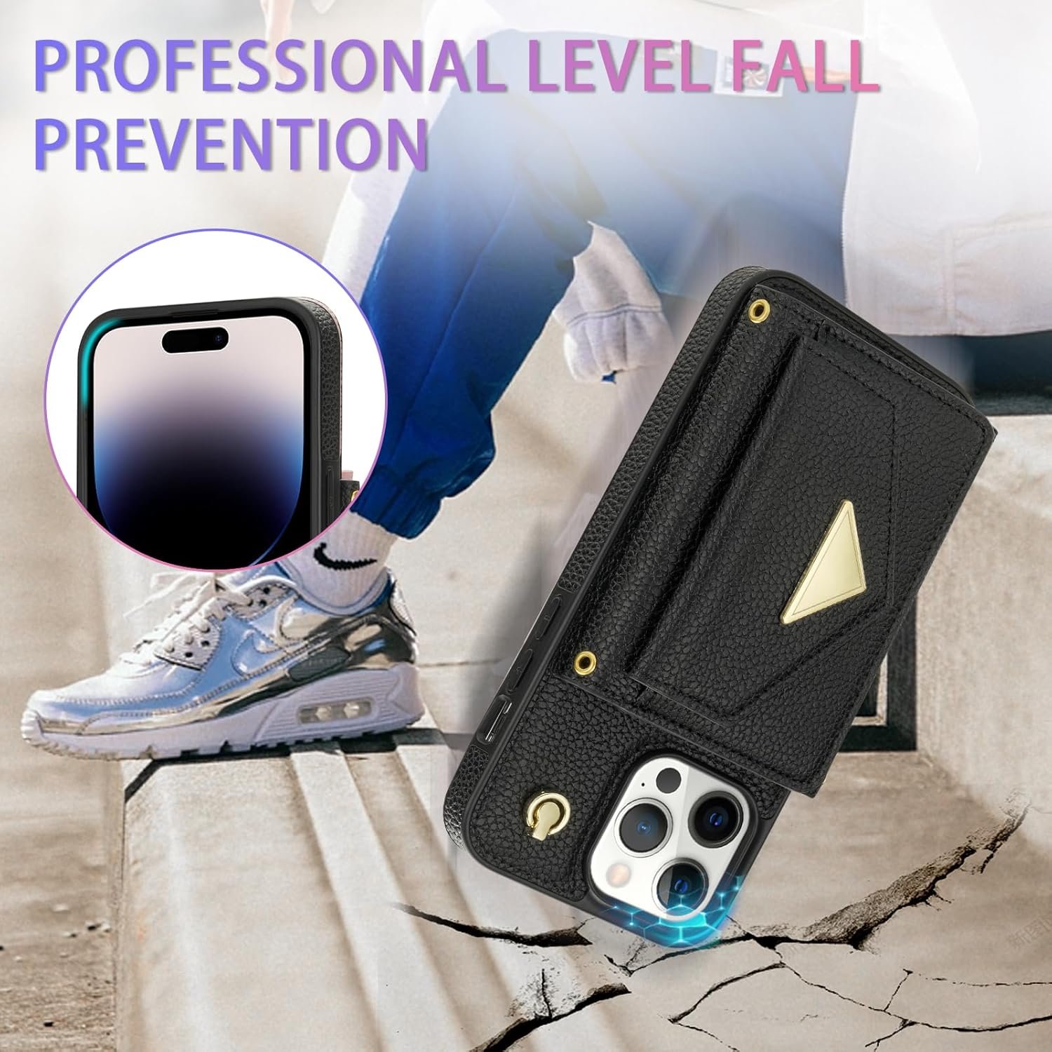 Phone Case for iPhone 15 Pro 6.1 inch Wallet Cover RFID Blocking Credit Card Holder with Crossbody Strap Lanyard Stand Leather Cell Accessories iPhone15Pro 5G i i-Phone i15 iPhone15 15Pro Girls Black - Image 7