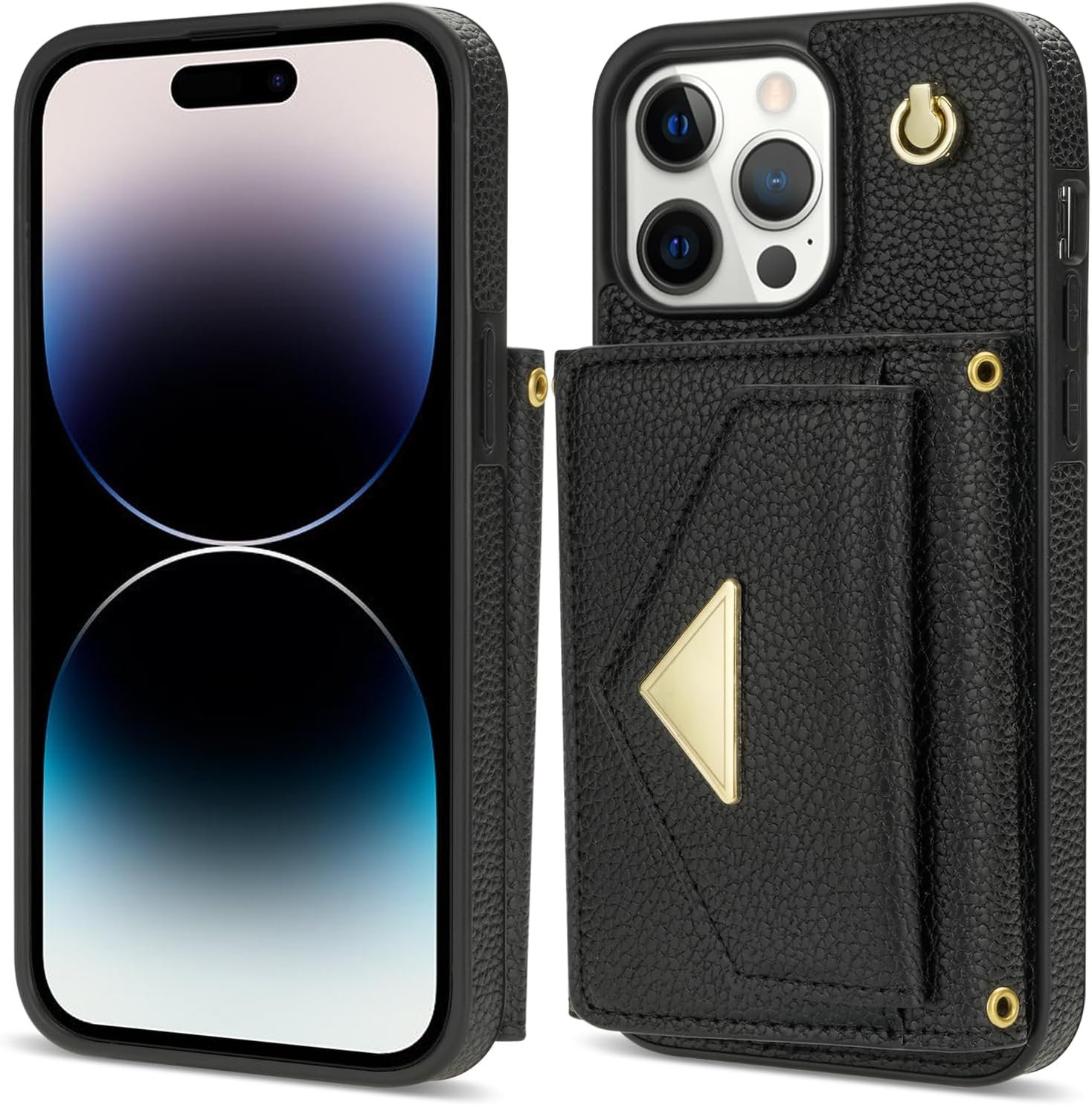 Phone Case for iPhone 15 Pro 6.1 inch Wallet Cover RFID Blocking Credit Card Holder with Crossbody Strap Lanyard Stand Leather Cell Accessories iPhone15Pro 5G i i-Phone i15 iPhone15 15Pro Girls Black - Image 8