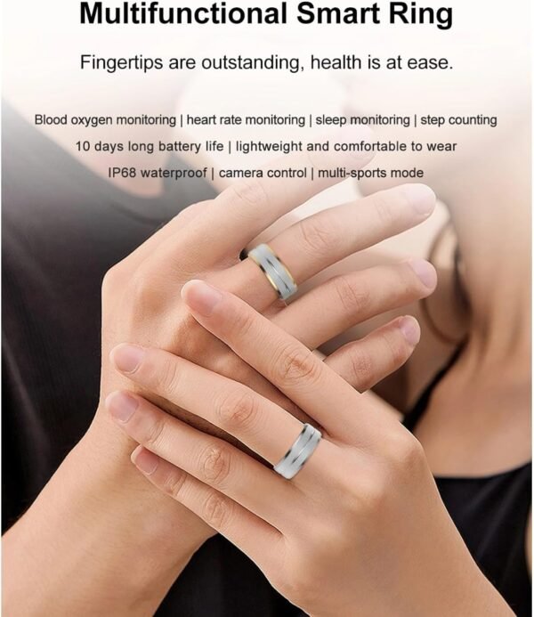 Yoidesu Smart Health Ring for Women & Men, IP68 Waterproof Wearable Fitness Ring with Sleep Monitoring Step Counting Camera Control Heart Rate Body Temperature (No. 9) - Image 7
