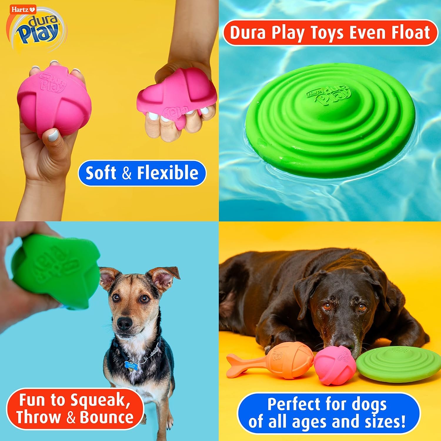 HARTZ Dura Play Soft Dog Bone Toy, Assorted Colors, 1 Ea, for Medium breeds - Image 7