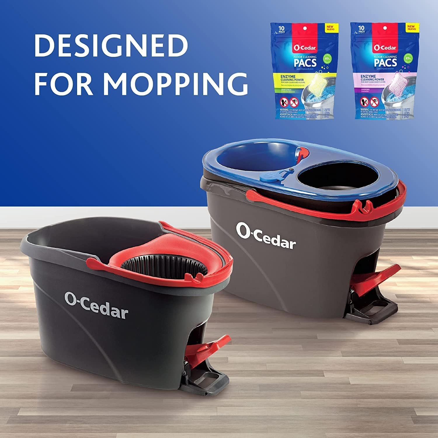 O-Cedar EasyWring RinseClean Microfiber Spin Mop & Bucket Floor Cleaning System with Citrus and Lavender Pacs (Variety Pack) - Image 6