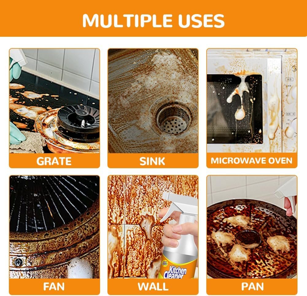 Kitchen Foam Cleaner, 2025 New Kitchen Cleaner Spray Stubborn Stains Cleaner, Powerful Cleaning Foam Spray All Purpose Cleaner for Kitchen Pots Oven (1) - Image 5