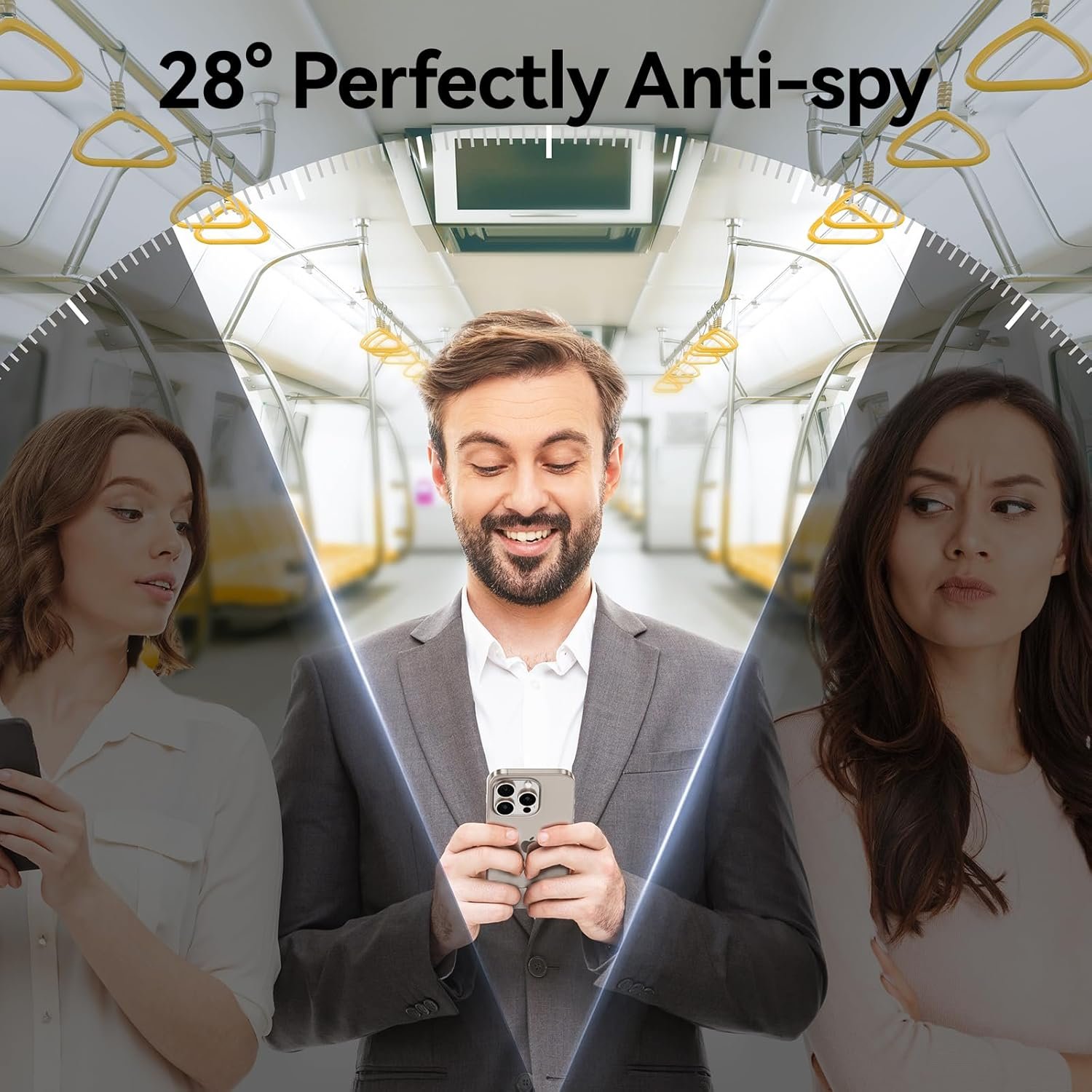 SMARTDEVIL 2Pack Privacy Screen Protector for iPhone 15 Pro Max with 2Pack Camera Lens Protector, 9H Anti-Spy Privacy Tempered Glass Film with Auto Dust-Elimination, Anti-Shatter, Bubble Free - Image 4