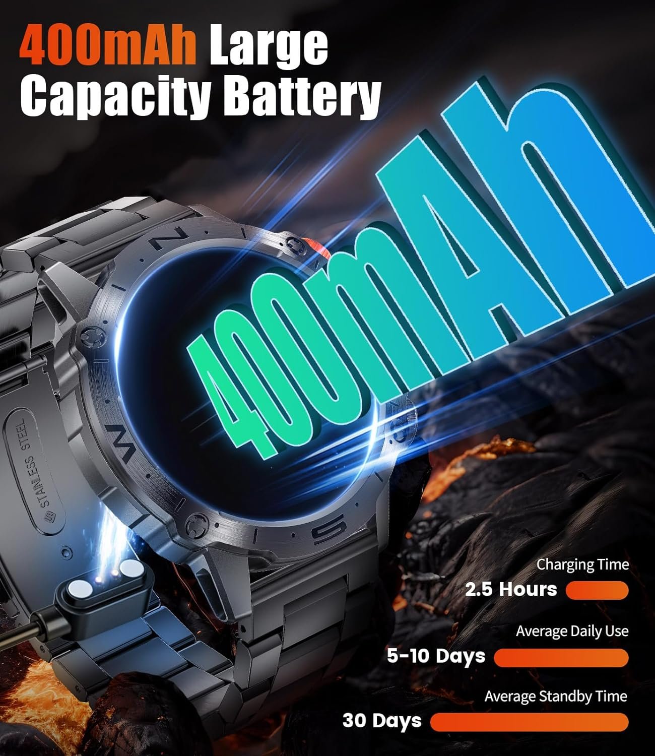 Military Smart Watch for Men(Answer/Make Call) 1.43" AMOLED Smartwatch Heart Rate Blood Pressure Sleep Monitor 126+ Sports Modes Fitness Tracker Step Calorie Counter IP68 Waterproof Andriod iOS - Image 4