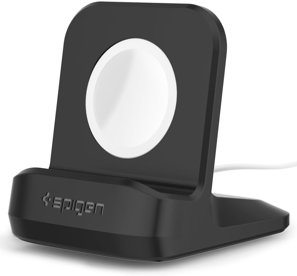 Spigen S350 Designed for Apple Watch Charger Stand Apple Watch Ultra 2/Ultra 49mm, Series 10 46/42mm, 9/8/7 45/41mm, SE2/SE/6/5/4 44/40mm, 3/2/1 42/38mm Durable TPU with Non-Slip Stable Base - Black - Image 3