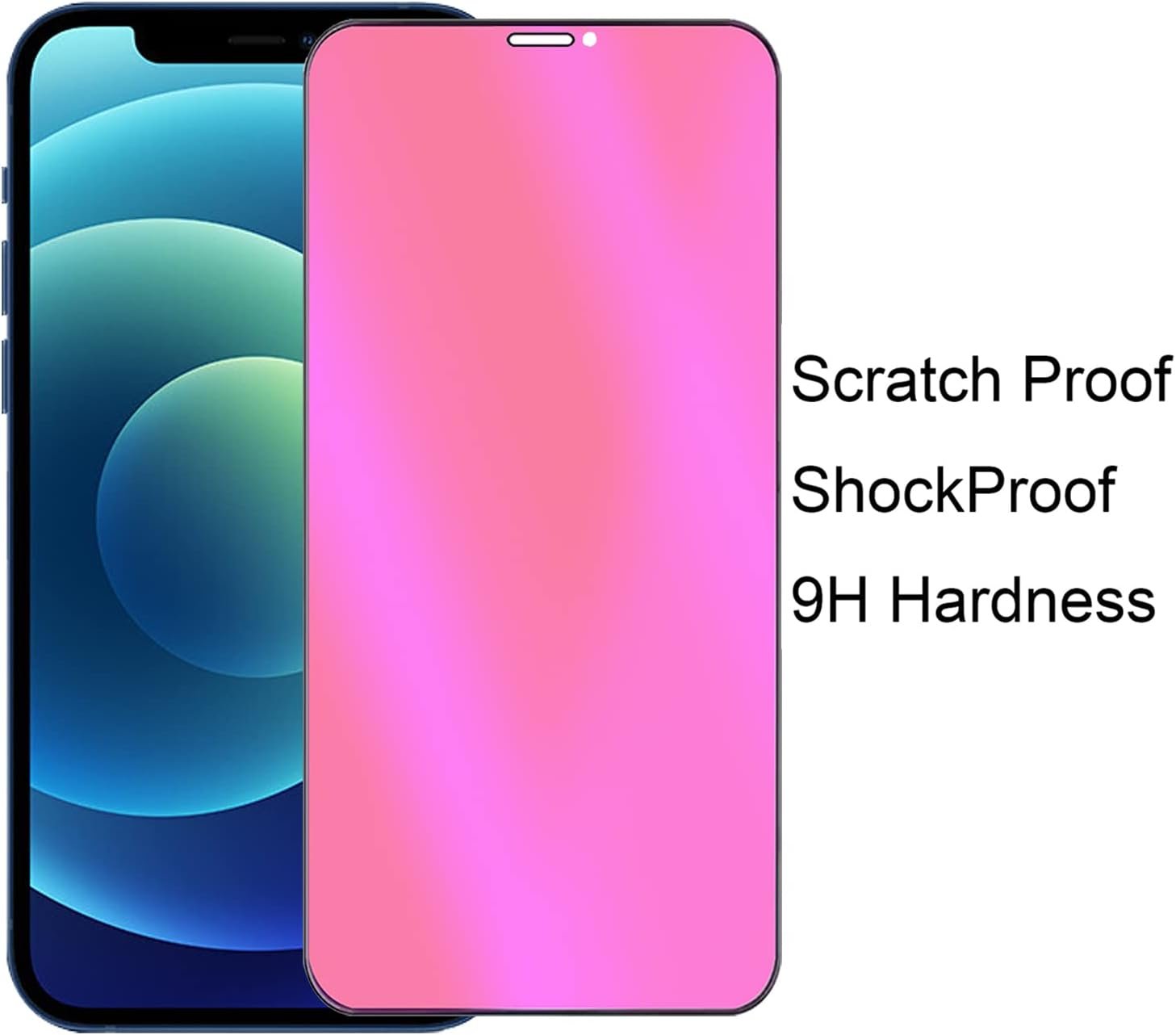 2 Pack Anti-Blue Privacy Tempered Glass Suit for iPhone 12 /iPhone 12 Pro Mirror Anti-Spy Screen Protector Anti-Peeping Film Electroplated Gradient Colorful 9H Hardness Anti-scratch 6.1 inch - Image 7