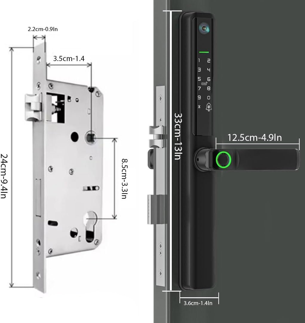 Smart Door Lock with Camera, Electric Lock for Front Door, Mortise Door Lock with Handle, Electronic Door Lock with Doorbell, keyless Door Entry, Fingerprint, Code, IC Card, Key, WiFi, APP - Image 8