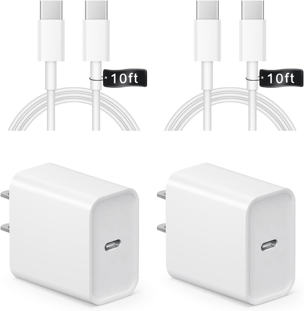 iPhone 16 15 Charger Fast Charging 10Ft - 2 Pack 20W USB C Wall Charger Block and Type C to C Cable Compatible with iPhone 16/16 Pro/16 Pro Max/iPhone 15, iPad Pro, Air 5/4, iPad 10/Mini 6 - Image 2