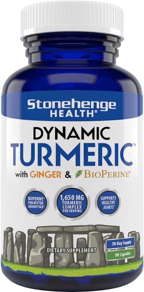 Stonehenge Health Dynamic Turmeric Curcumin with Ginger - High Potency - 1,650 mg Turmeric with 95% Curcuminoids & BioPerine, Supports Joint Pain & Inflammation, 90 Vegetarian Capsules - Image 2