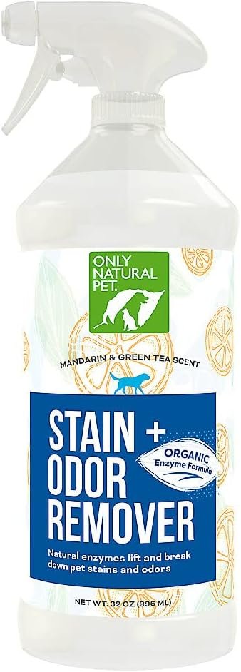 Only Natural Pet Enzyme Powered Stain & Odor Eliminator - Professional Pet Urine Pee Cleaner Deodorizer For Dogs - Hardwood Floors Carpets Upholstery - Fresh Mandarin Orange & Green Tea Scent - 32Floz - Image 2