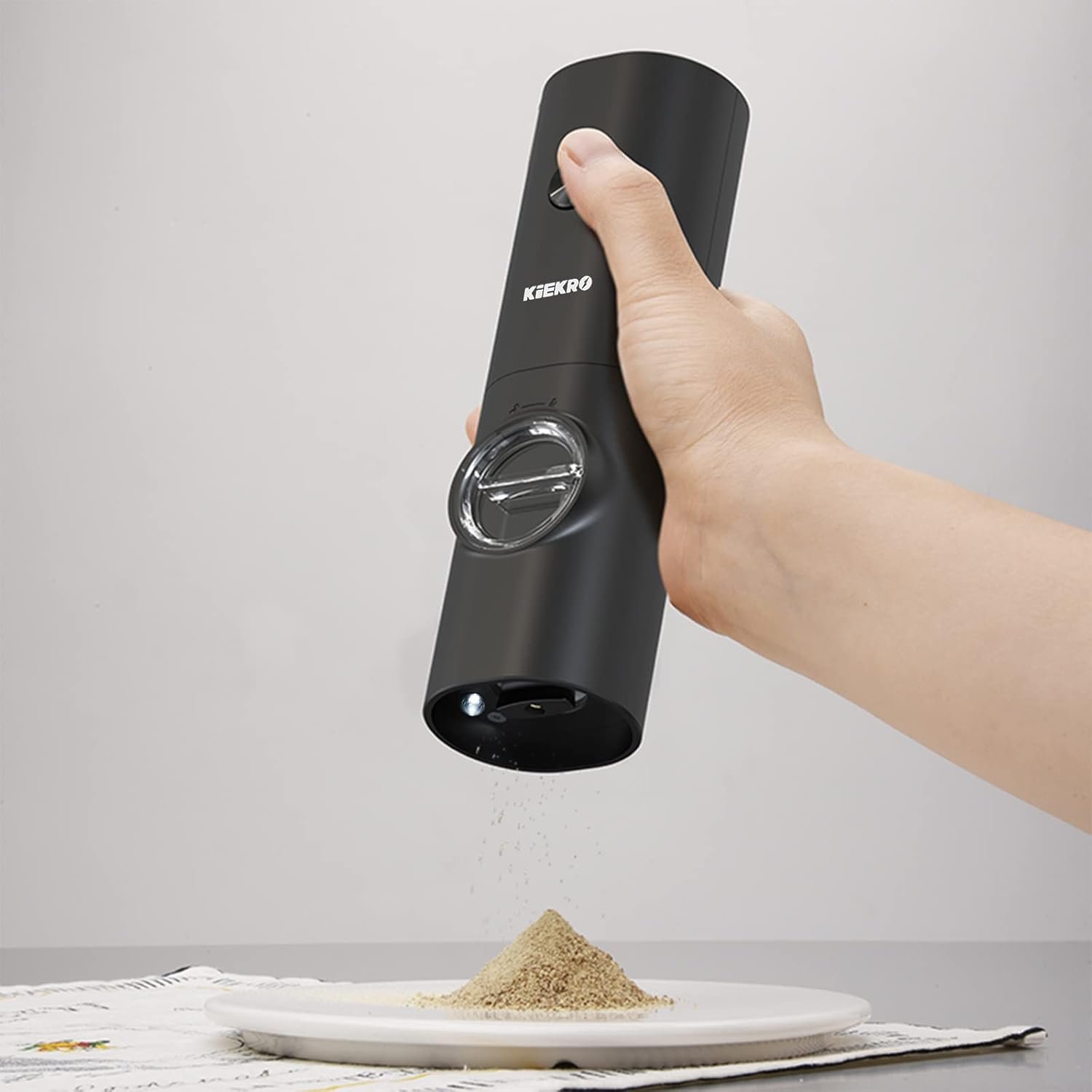 Electric Salt and Pepper Grinder Set, Battery Operated Salt and Pepper Grinder (without Battery), Kitchen Gadget with White Led Light, Adjustable Coarseness, One-hand One-button Start, Black - Image 6