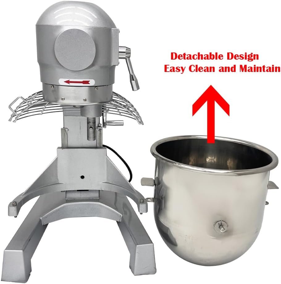 INTBUYING Commercial Electric Food Mixer Stand Dough Mixer, 3 Adjustable Speeds 3in1 Stand Mixer with SS304 Bowl/Dough Hooks/Whisk/Beater for Bakery Restaurant Kitchen Food Blender 30L - Image 7