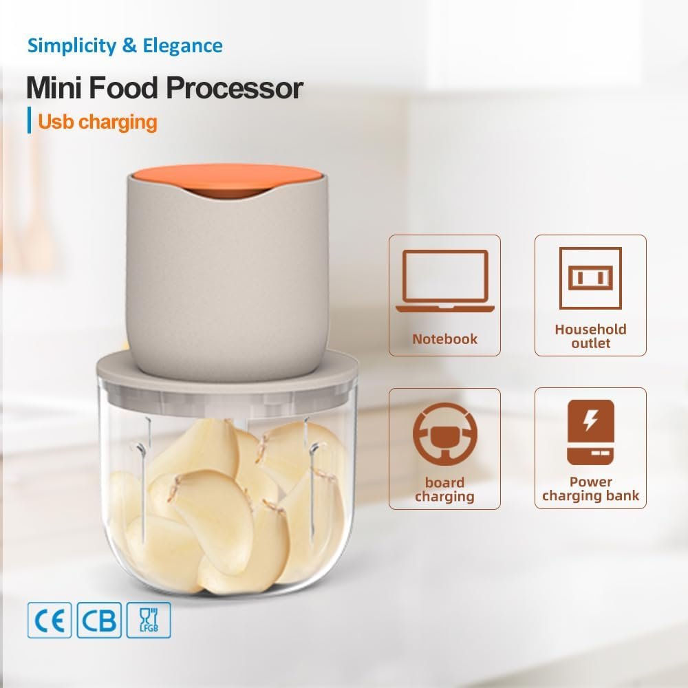 Wireless Electric Food Processor,600ML Electric Food Chopper For Meat,Onions,vegetables,Garlic,Complementary Food, Meat Chopper Blender - Image 7
