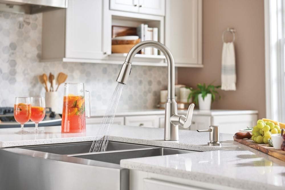 Moen 87028SRS Edwyn Spot Resist Sta Inless 1Handle Deck Mount Pulldown Kitchen Faucet, 7.5, Stainless Steel - Image 5