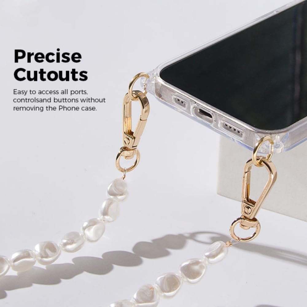 Luxury Crossbody Pearl Chain Strap Lanyard Cord Silicone Phone Case for iPhone 14 13 12 11 Pro Max Mini X XS Max 7 8 Plus Cover,3,14 PRO - Image 5