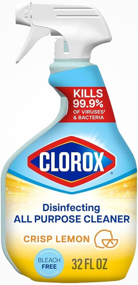 Disinfecting All Purpose Cleaner, Lemon Scent, 32 Fl Oz, Pack of 2 Bundle with Latex Gloves and Cleaning Cloths - Image 3