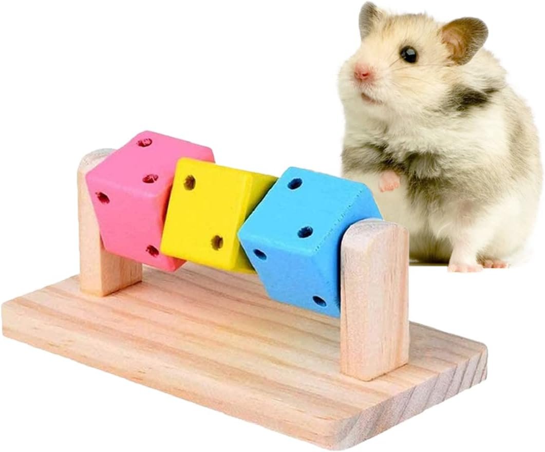Litewoo Hamster Chew Toy Wood Platform Grinding Teeth Toys Exercise Intelligence Training Colorful Wooden Block for Small Animals Chinchilla Gerbil Guinea Pig Rat Chipmunk Squirrel Sugar Glider - Image 2