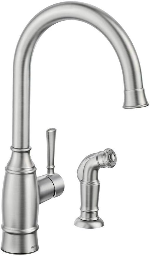 MOEN Noell Single-Handle Standard Kitchen Faucet with Side Sprayer in Spot Resist Stainless - Image 6