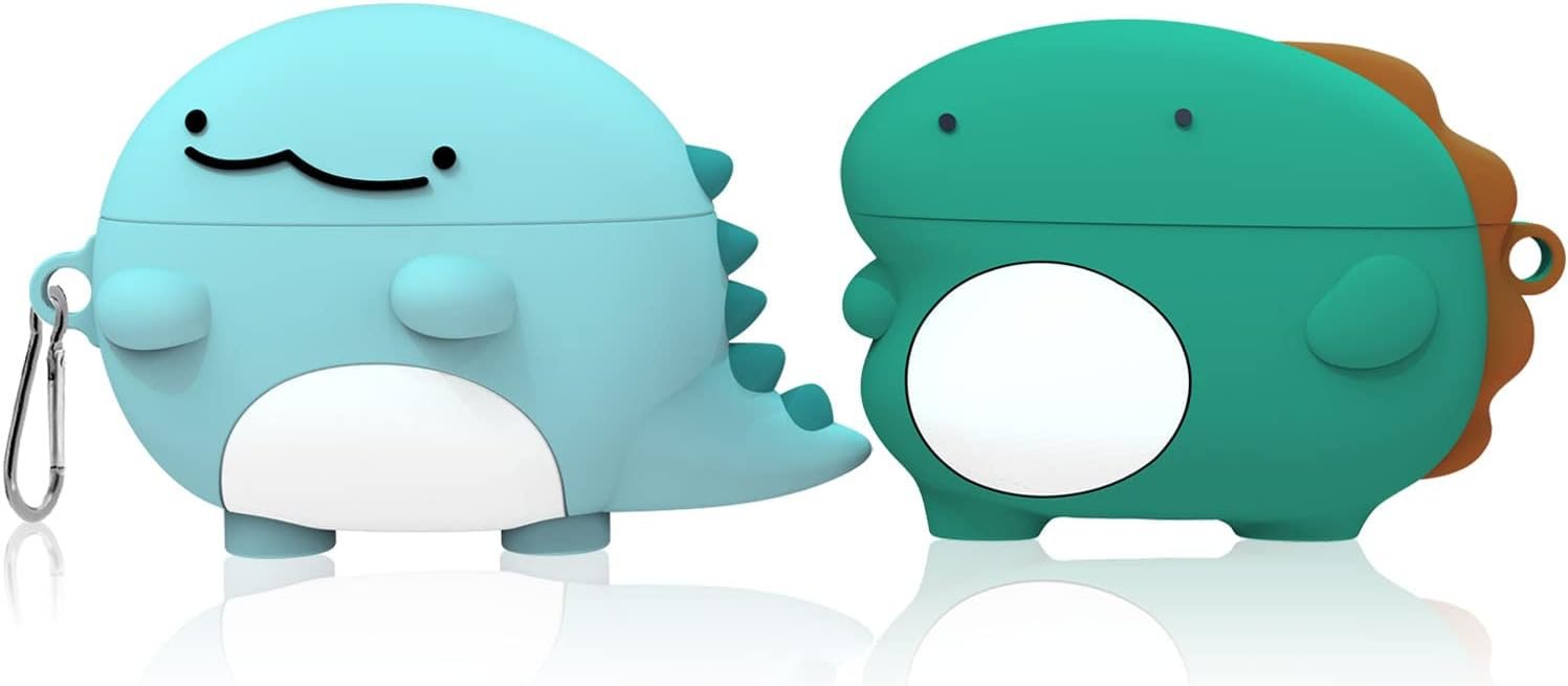 2 Pack for Airpods Pro Case Cute,3D Kawaii Soft Silicone Cartoon Animal Fun Funny Cool Protective Cover Skin for Apple Airpod Pro Case with Keychain for Women Girls Boys Kid Teen-Dinosaur - Image 2