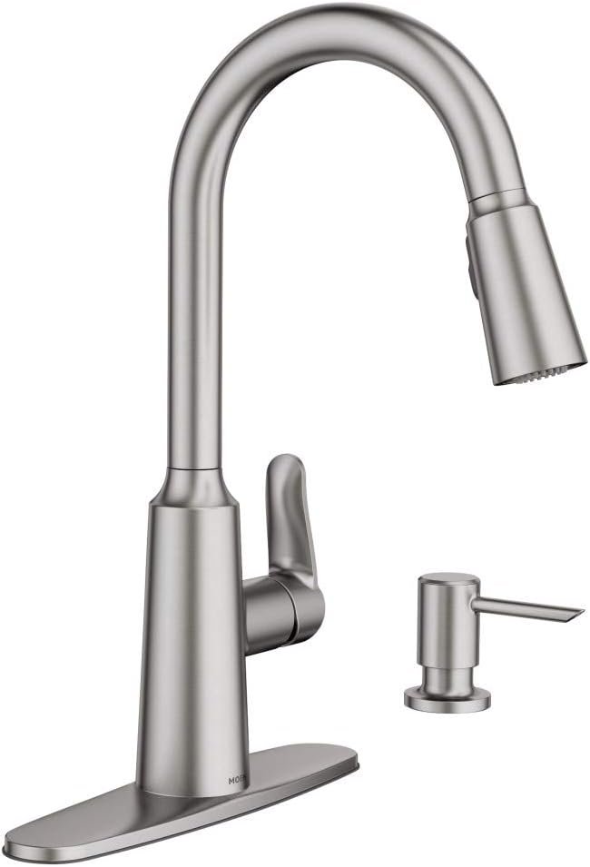 Moen 87028SRS Edwyn Spot Resist Sta Inless 1Handle Deck Mount Pulldown Kitchen Faucet, 7.5, Stainless Steel - Image 2