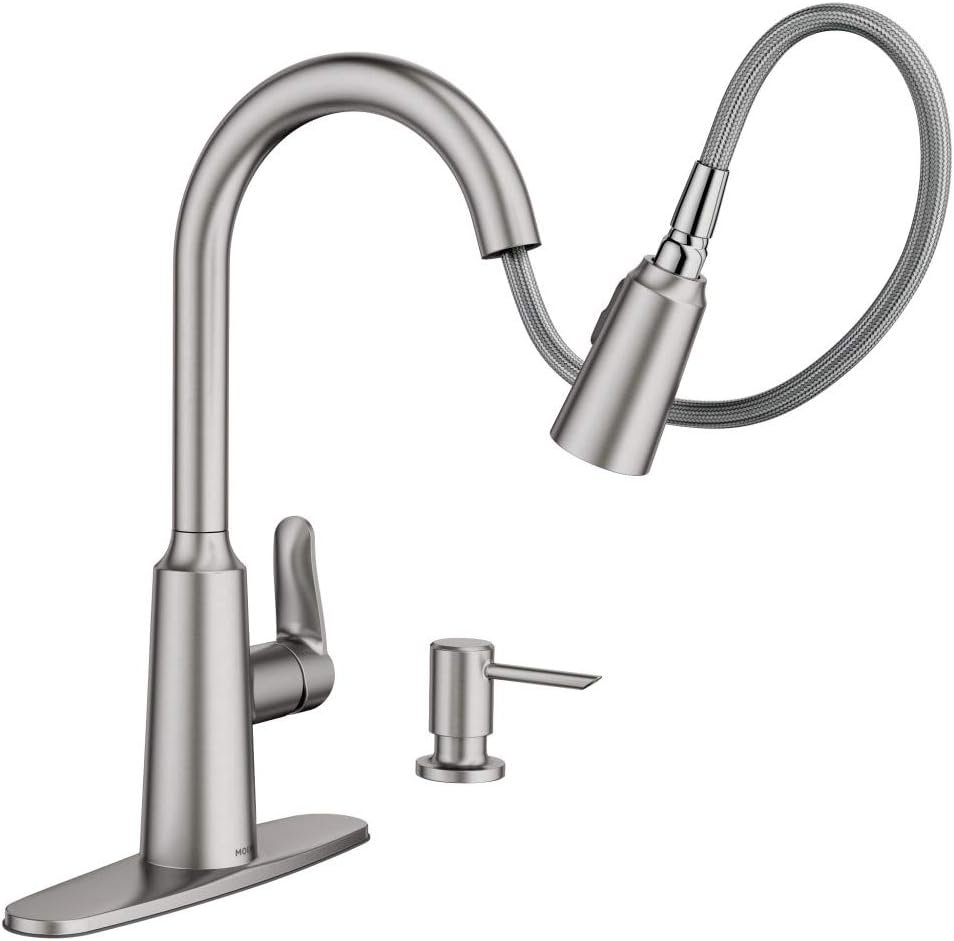 Moen 87028SRS Edwyn Spot Resist Sta Inless 1Handle Deck Mount Pulldown Kitchen Faucet, 7.5, Stainless Steel - Image 3