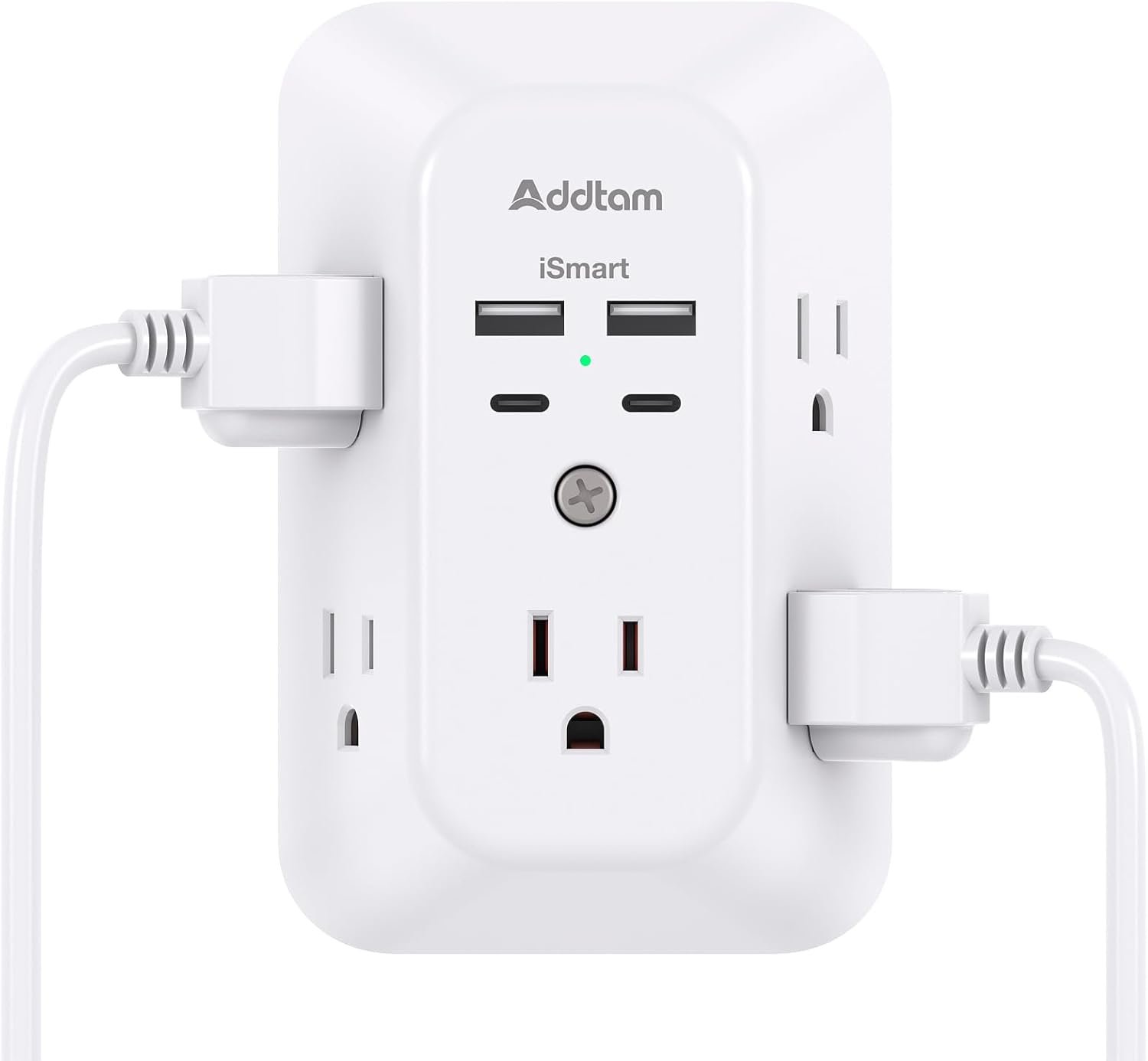 Surge Protector Outlet Extender - Addtam 5-Outlet Splitter with 4 USB Wall Charger(2 USB-C Ports), Multi Plug Outlet Power Strip for Home, Dorm Room Essentials - Image 2