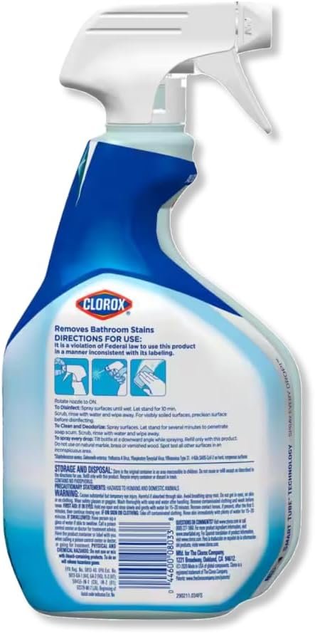 Сlean-Up Cleaner with Bleach, Fresh Scent, 32 Fl Oz, Disinfecting Bathroom Cleaner, Original Scent, 30 Fl Oz, Bundle with Latex Gloves and 2 Microfiber Cleaning Cloths - Image 6