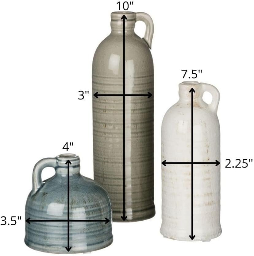 Sullivans Ceramic Jug Vase Set, Farmhouse Decor, Kitchen, Bedroom, Office, Living Room, Bathroom, & Coffee Table Centerpiece Decorations, Vases for Decor, Mantle & Shelf Decor (CM2431) - Image 4