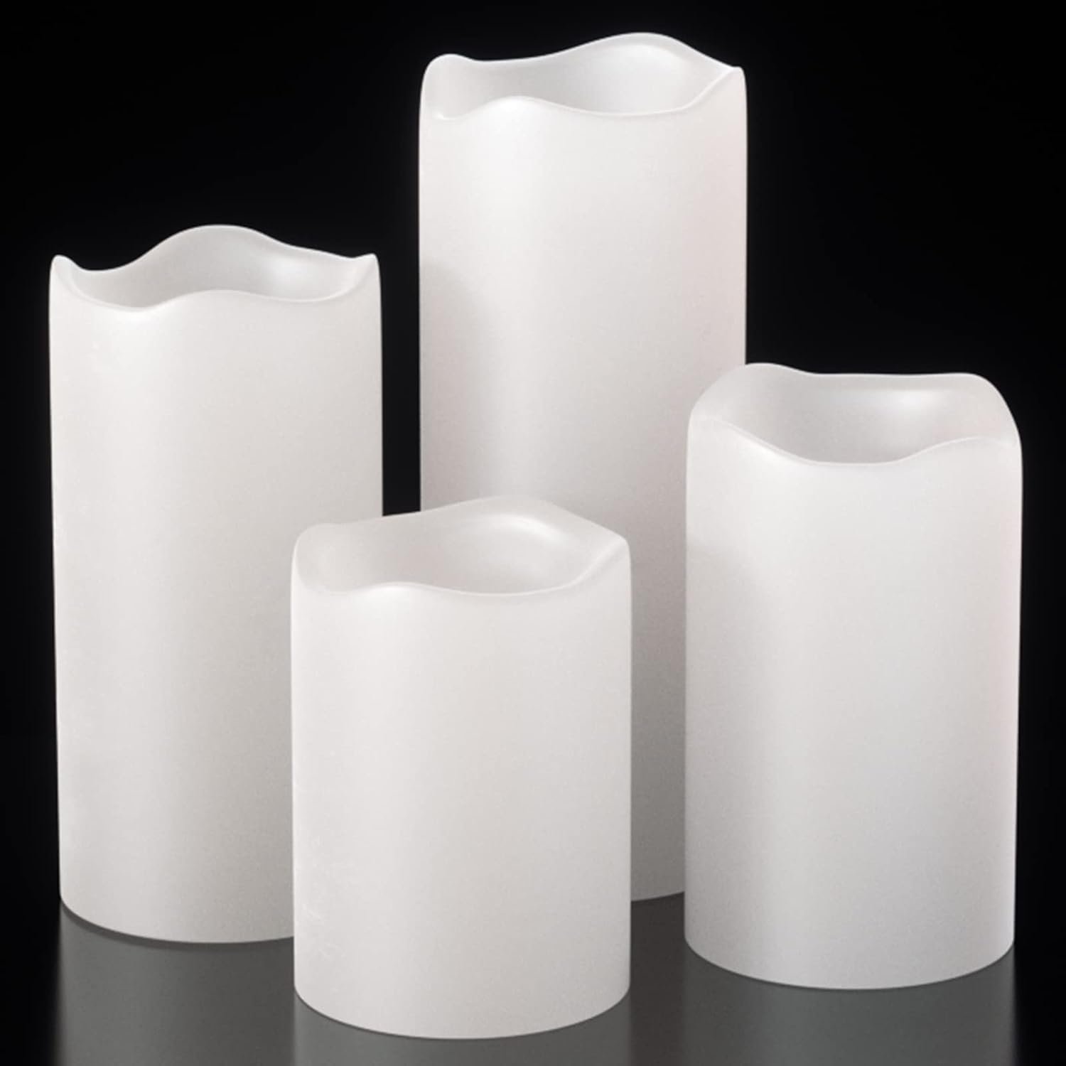 Eldnacele Waterproof Flameless Flickering Candles with 6 Hours Timer, Indoor Outdoor White LED Plastic Battery Operated Pillar Candles Pack of 4 Wedding Dinner Home Decor, D3”x H4” 5” 6” 8” - Image 10