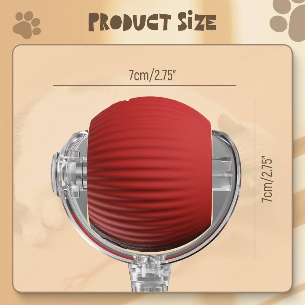 Interactive Cat Toy Balls, 2024 Upgraded Cat Toys for Indoor Cats, Smart Self Rolling Interactive Cat Dog Ball, Automatic Moving Peppy Pet Ball for Bored Indoor Adult Cats Kitten (Red) - Image 7