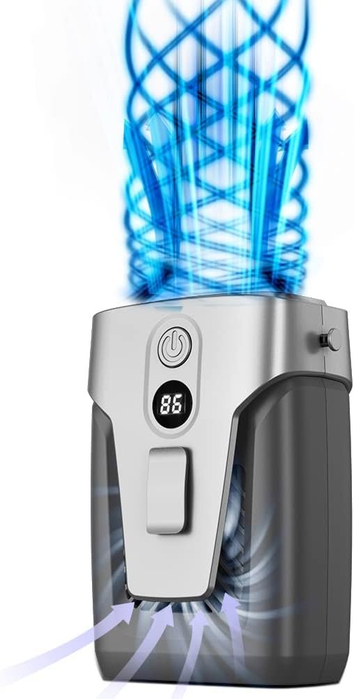 12000mAh Portable Waist Clip Fan with Digital Screen, Clip On Waist Personal Fan Neck Fan, Hands-free Strong Airflow USB Belt Fan for Camping, Cycling, High temperature Workers - Image 2