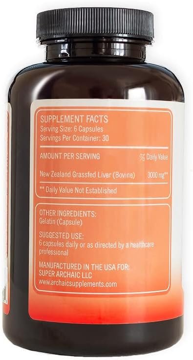 ARCHAIC Grass Fed Beef Liver Capsules - 180 Capsules, Non-GMO Liver Vitamin & Organ Supplement, Supports Energy, Cleansing, Digestion, Immunity - Premium Quality, Freeze Dried Beef Organ Supplement - Image 3
