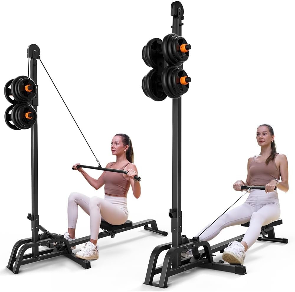 ONETWOFIT Foldable Rowing Machine & LAT Pull Down Machine 2 in 1 Multi-Function Compact Rowing Machine for Home, Low Row Cable Fitness Exercise Max 300lbs - Image 2