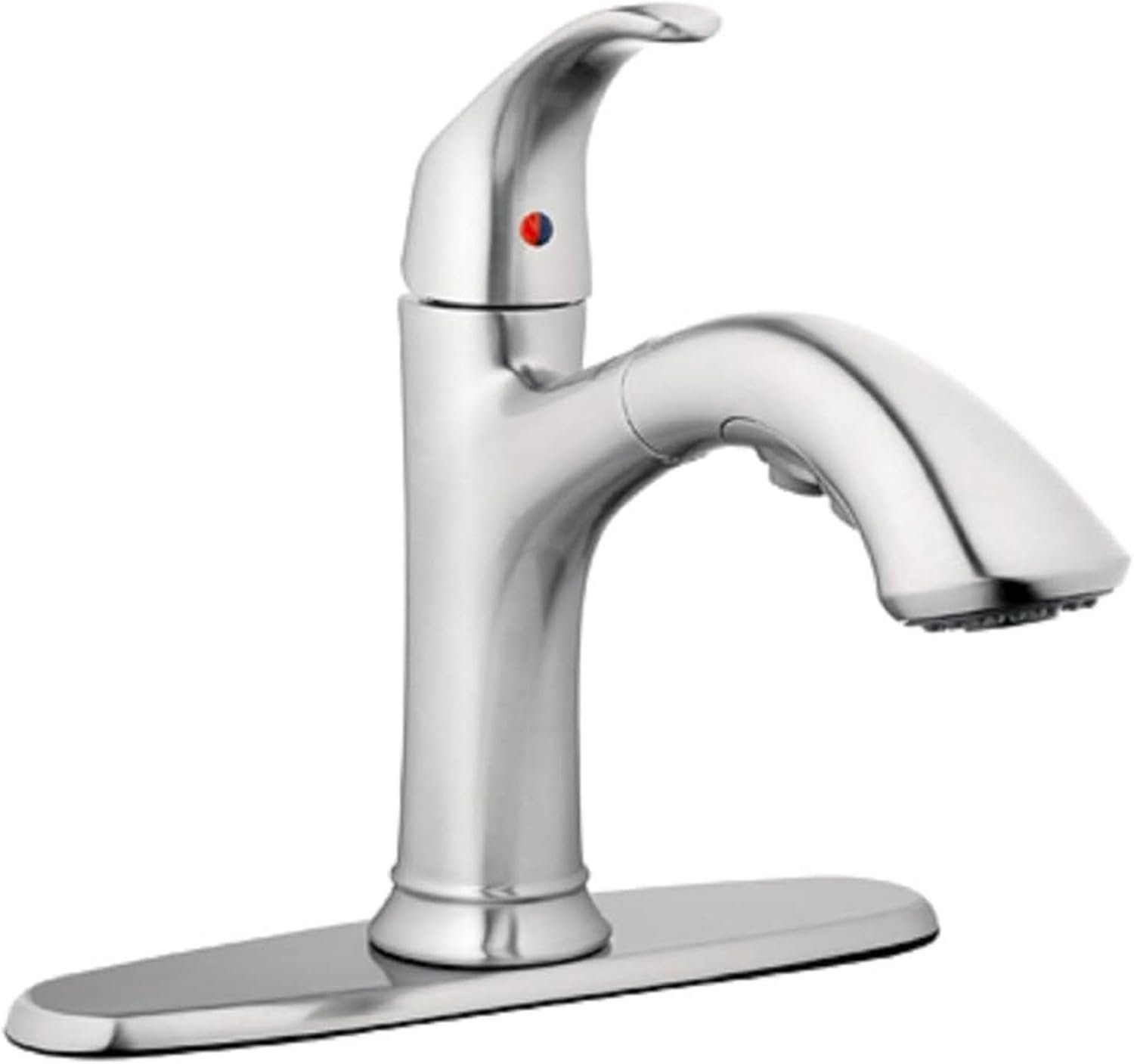 HomePointe Single Loop Handle Kitchen Faucet With Pull-Out Spray, Brass Waterways, Braided Black Nylon Hose and Ceramic Disc Cartridge, Brushed Nickel - Image 2