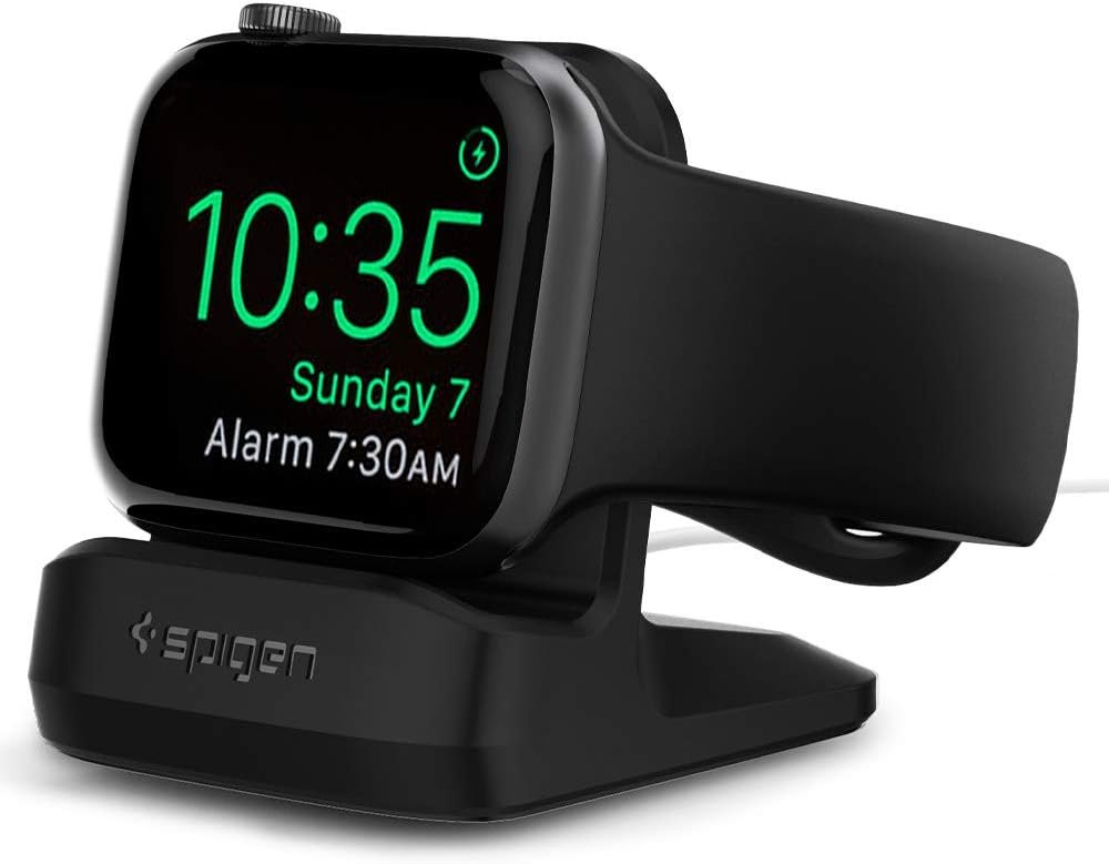 Spigen S350 Designed for Apple Watch Charger Stand Apple Watch Ultra 2/Ultra 49mm, Series 10 46/42mm, 9/8/7 45/41mm, SE2/SE/6/5/4 44/40mm, 3/2/1 42/38mm Durable TPU with Non-Slip Stable Base - Black - Image 2