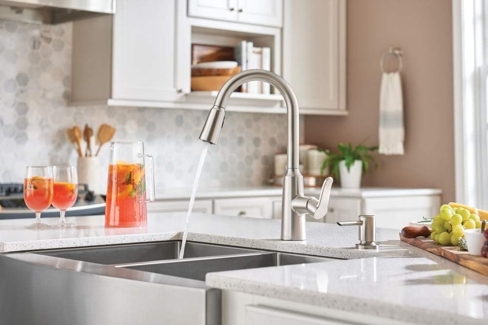 Moen 87028SRS Edwyn Spot Resist Sta Inless 1Handle Deck Mount Pulldown Kitchen Faucet, 7.5, Stainless Steel - Image 6