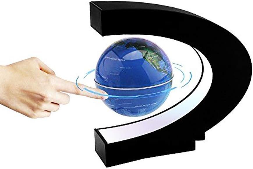 Magnetic Floating Globe Levitation 4inch Floating Globe Led Light World Map with C Shape Base (Blue 4" Globe) - Image 3