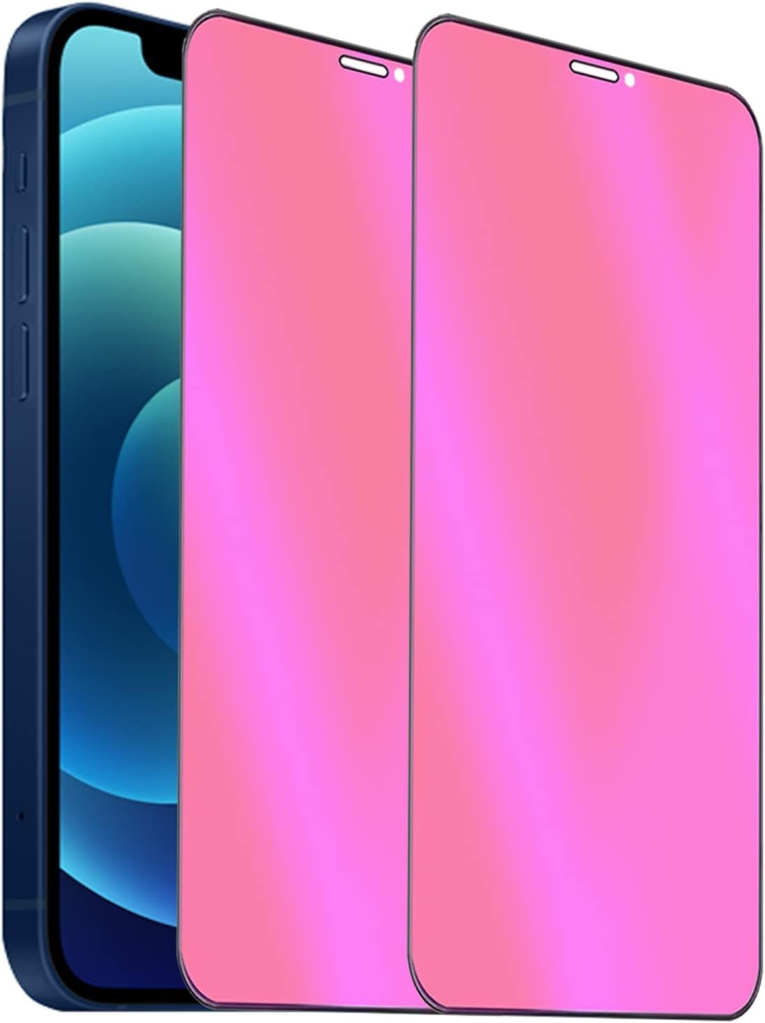 2 Pack Anti-Blue Privacy Tempered Glass Suit for iPhone 12 /iPhone 12 Pro Mirror Anti-Spy Screen Protector Anti-Peeping Film Electroplated Gradient Colorful 9H Hardness Anti-scratch 6.1 inch - Image 2