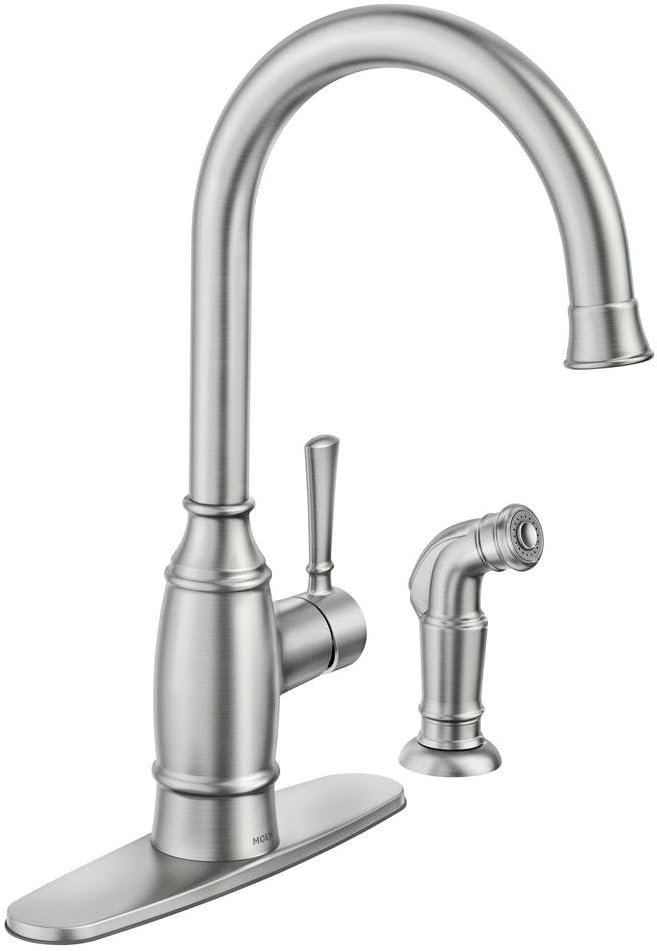 MOEN Noell Single-Handle Standard Kitchen Faucet with Side Sprayer in Spot Resist Stainless - Image 2