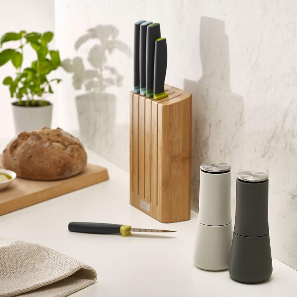 Joseph Joseph Milltop Salt and Pepper Grinder Set with Adjustable Grind Size Coarseness, Dark Gray/White, 2-piece - Image 7