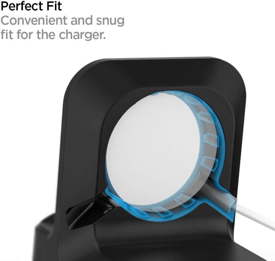 Spigen S350 Designed for Apple Watch Charger Stand Apple Watch Ultra 2/Ultra 49mm, Series 10 46/42mm, 9/8/7 45/41mm, SE2/SE/6/5/4 44/40mm, 3/2/1 42/38mm Durable TPU with Non-Slip Stable Base - Black - Image 7