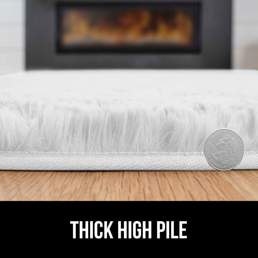 Gorilla Grip Soft Faux Fur Area Rug, Washable, Shed and Fade Resistant, Grip Dots Underside, Fluffy Shag Indoor Bedroom Rugs, Easy Clean, for Living Room Floor, Nursery Carpets, 4x6 FT, Pure White - Image 6