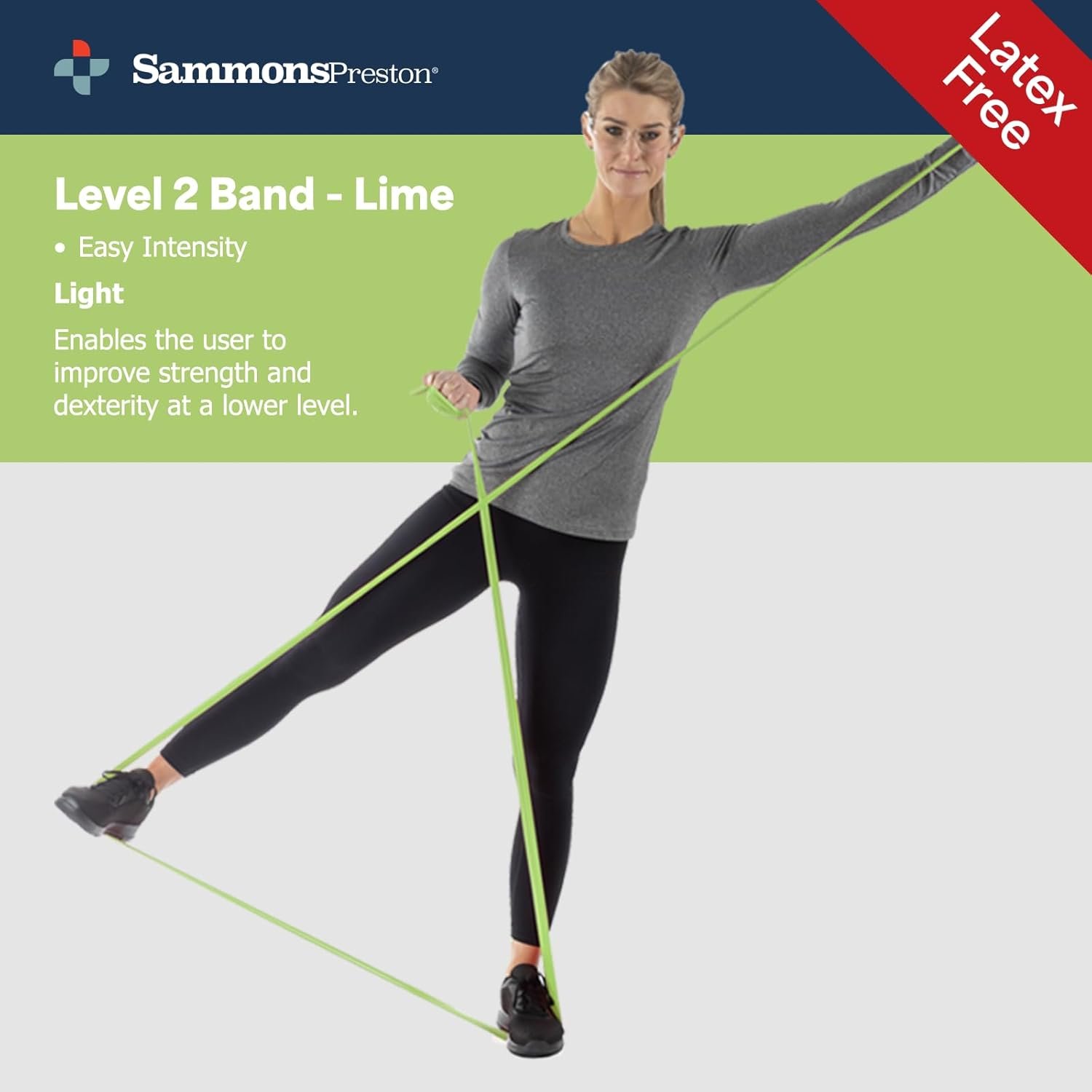 Sammons Preston Resistance Bands for Working Out, Non-Latex Exercise Bands, Resistance Bands for Physical Therapy, Improve Strength & Flexibility, Stretch & Tone Major Muscles, 5pk - Image 4