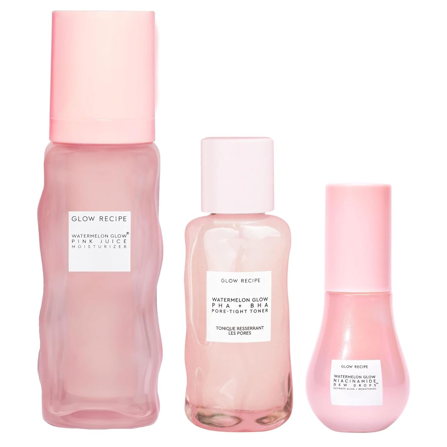 Glow Recipe Real Glass Skin Kit - PHA + BHA Face Toner & Gentle Face Exfoliant (40 ml) + Pink Juice Hydrating Face Moisturizer with Hyaluronic Acid (50 ml) + Niacinamide Dew Drops Face Serum (15 ml) - Image 2