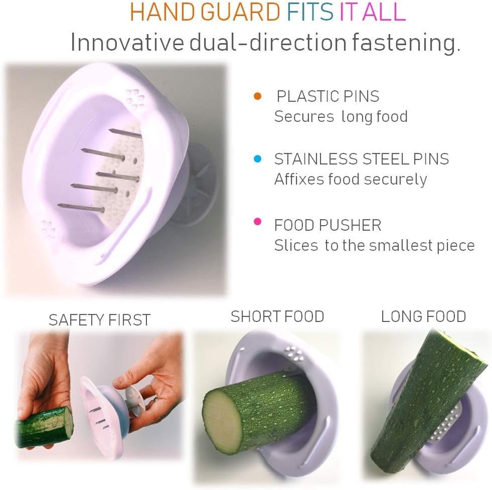 Mandolin Slicer Adjustable Mandoline | Best Hand-Held Cutter for Vegetable Potato Zucchini Food | Professional Steel Blade - Safe Finger Guard - 9-in-1 Japanese Design White - Image 5