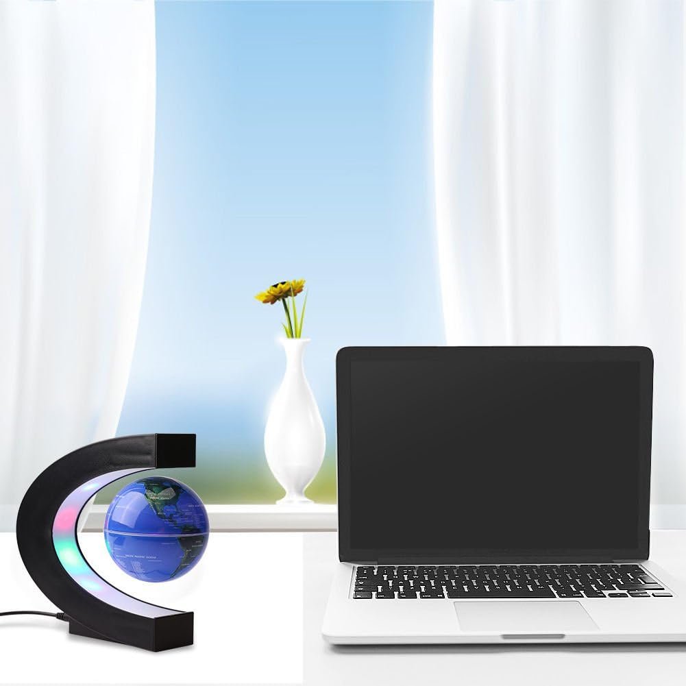 Magnetic Floating Globe Levitation 4inch Floating Globe Led Light World Map with C Shape Base (Blue 4" Globe) - Image 9